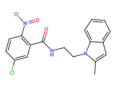5-chloro-N-[2-(2-methyl-1H-indol-1-yl)ethyl]-2-nitrobenzamide structure