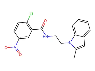2-chloro-N-[2-(2-methyl-1H-indol-1-yl)ethyl]-5-nitrobenzamide structure