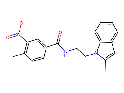 4-methyl-N-[2-(2-methyl-1H-indol-1-yl)ethyl]-3-nitrobenzamide structure