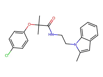 2-(4-chlorophenoxy)-2-methyl-N-(2-(2-methyl-1H-indol-1-yl)ethyl)propanamide structure