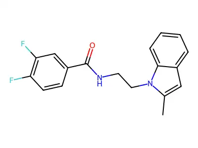 3,4-difluoro-N-[2-(2-methyl-1H-indol-1-yl)ethyl]benzamide structure