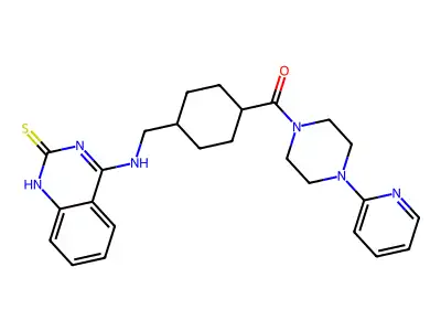 (4-pyridin-2-ylpiperazin-1-yl)-[4-[[(2-sulfanylidene-1H-quinazolin-4-yl)amino]methyl]cyclohexyl]methanone structure