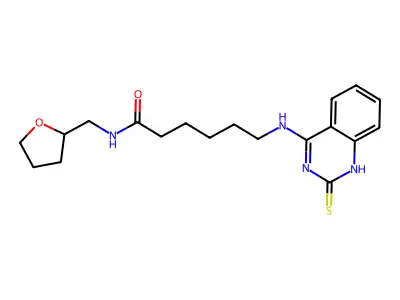 N-(oxolan-2-ylmethyl)-6-[(2-sulfanylidene-1H-quinazolin-4-yl)amino]hexanamide structure