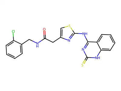 N-(2-chlorobenzyl)-2-(2-((2-thioxo-1,2-dihydroquinazolin-4-yl)amino)thiazol-4-yl)acetamide structure