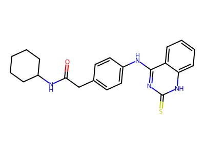 N-cyclohexyl-2-[4-[(2-sulfanylidene-1H-quinazolin-4-yl)amino]phenyl]acetamide structure