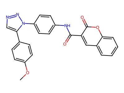 N-(4-(5-(4-methoxyphenyl)-1H-1,2,3-triazol-1-yl)phenyl)-2-oxo-2H-chromene-3-carboxamide structure