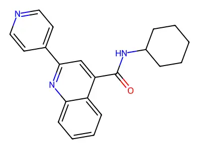 N-cyclohexyl-2-(pyridin-4-yl)quinoline-4-carboxamide structure