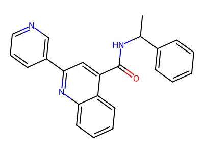 N-(1-phenylethyl)-2-(pyridin-3-yl)quinoline-4-carboxamide structure
