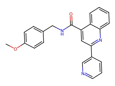 N-(4-methoxybenzyl)-2-pyridin-3-ylquinoline-4-carboxamide structure
