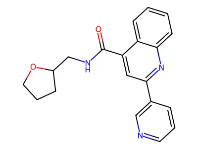 2-(pyridin-3-yl)-N-(tetrahydrofuran-2-ylmethyl)quinoline-4-carboxamide structure