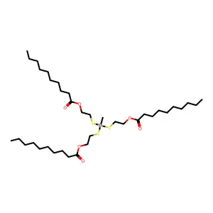 Decanoic acid, 1,1',1''-[(methylstannylidyne)tris(thio-2,1-ethanediyl)] ester structure