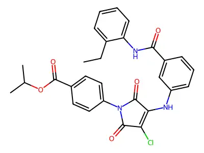 Propan-2-yl 4-(3-chloro-4-{3-[(2-ethylphenyl)carbamoyl]anilino}-2,5-dioxo-2,5-dihydro-1H-pyrrol-1-yl)benzoate structure