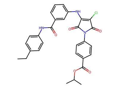 Propan-2-yl 4-(3-chloro-4-{3-[(4-ethylphenyl)carbamoyl]anilino}-2,5-dioxo-2,5-dihydro-1H-pyrrol-1-yl)benzoate structure