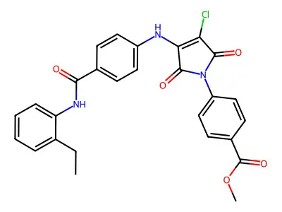 methyl 4-[3-chloro-4-[4-[(2-ethylphenyl)carbamoyl]anilino]-2,5-dioxopyrrol-1-yl]benzoate structure
