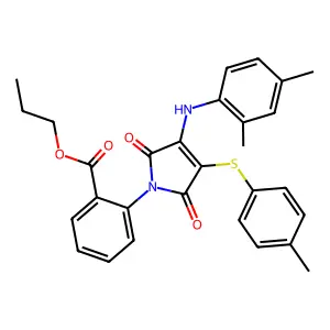 Propyl 2-[3-[(2,4-dimethylphenyl)amino]-4-(4-methylphenyl)sulfanyl-2,5-dioxo-pyrrol-1-yl]benzoate structure