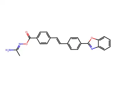 (1-Aminoethylideneamino) 4-[2-[4-(1,3-benzoxazol-2-yl)phenyl]ethenyl]benzoate structure