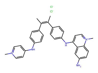 Quinolinium, 6-amino-1-methyl-4-(p-(p-((1-methylpyridinium-4-yl)amino)-alpha,beta-dimethylstyryl)anilino)-, dichloride structure