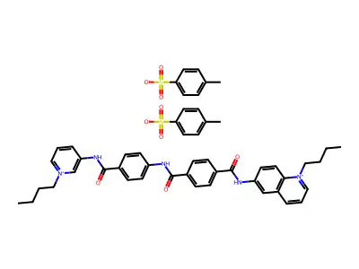 Quinolinium, 1-butyl-6-(p-((p-((1-butylpyridinium-3-yl)carbamoyl)phenyl)carbamoyl)benzamido)-, di-p-toluenesulfonate structure