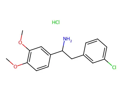 2-(3-Chlorophenyl)-1-(3,4-dimethoxyphenyl)ethan-1-amine--hydrogen chloride (1/1) structure