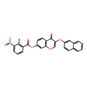 3-[(Naphthalen-2-yl)oxy]-4-oxo-4H-1-benzopyran-7-yl 2-methyl-3-nitrobenzoate structure