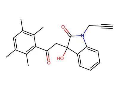 3-Hydroxy-3-[2-oxo-2-(2,3,5,6-tetramethylphenyl)ethyl]-1-prop-2-ynylindol-2-one structure