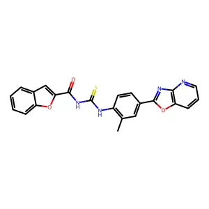 N-[[2-methyl-4-([1,3]oxazolo[4,5-b]pyridin-2-yl)phenyl]carbamothioyl]-1-benzofuran-2-carboxamide structure