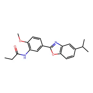 N-[5-(5-isopropyl-1,3-benzoxazol-2-yl)-2-methoxyphenyl]propanamide structure