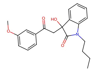 1-butyl-3-hydroxy-3-[2-(3-methoxyphenyl)-2-oxoethyl]-1,3-dihydro-2H-indol-2-one structure
