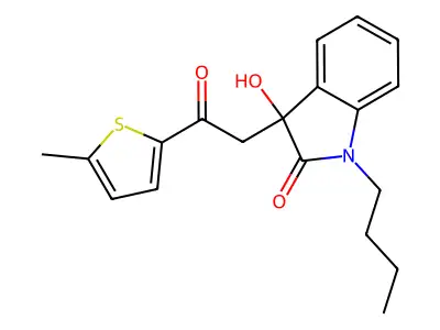 1-Butyl-3-hydroxy-3-[2-(5-methylthiophen-2-yl)-2-oxoethyl]indol-2-one structure