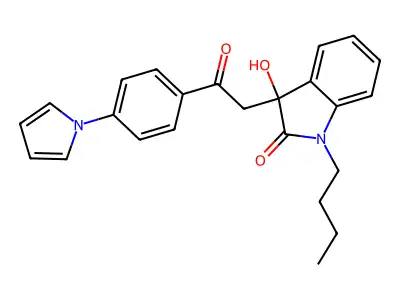 1-Butyl-3-hydroxy-3-[2-oxo-2-(4-pyrrol-1-ylphenyl)ethyl]indol-2-one structure