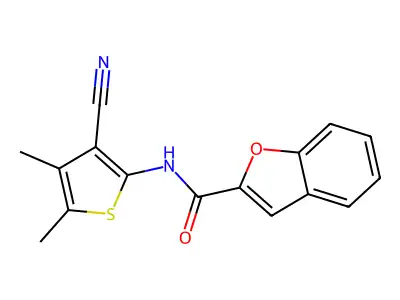 N-(3-cyano-4,5-dimethylthiophen-2-yl)-1-benzofuran-2-carboxamide structure
