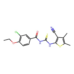 3-chloro-N-[(3-cyano-4,5-dimethylthiophen-2-yl)carbamothioyl]-4-ethoxybenzamide structure