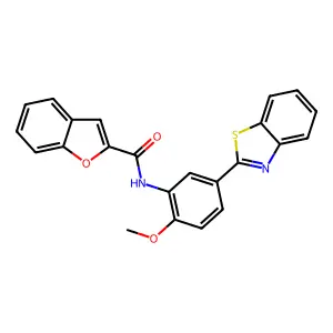 N-[5-(1,3-benzothiazol-2-yl)-2-methoxyphenyl]-1-benzofuran-2-carboxamide structure