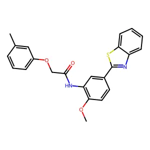 N-[5-(1,3-benzothiazol-2-yl)-2-methoxyphenyl]-2-(3-methylphenoxy)acetamide structure