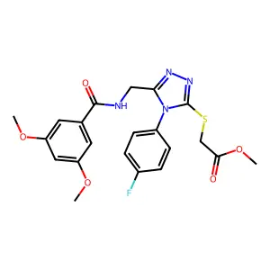 methyl 2-((5-((3,5-dimethoxybenzamido)methyl)-4-(4-fluorophenyl)-4H-1,2,4-triazol-3-yl)thio)acetate structure