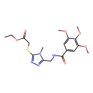 ethyl 2-((4-methyl-5-((3,4,5-trimethoxybenzamido)methyl)-4H-1,2,4-triazol-3-yl)thio)acetate structure