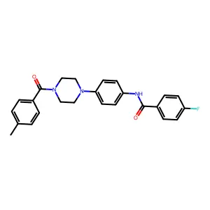 4-fluoro-N-[4-[4-(4-methylbenzoyl)piperazin-1-yl]phenyl]benzamide structure