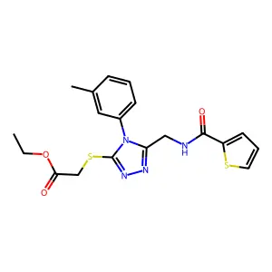 ethyl 2-((5-((thiophene-2-carboxamido)methyl)-4-(m-tolyl)-4H-1,2,4-triazol-3-yl)thio)acetate structure