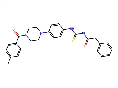 N-[[4-[4-(4-methylbenzoyl)piperazin-1-yl]phenyl]carbamothioyl]-2-phenylacetamide structure