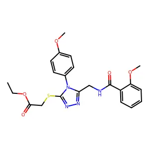 ethyl 2-{[4-(4-methoxyphenyl)-5-{[(2-methoxyphenyl)formamido]methyl}-4H-1,2,4-triazol-3-yl]sulfanyl}acetate structure