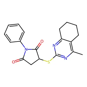 3-[(4-methyl-5,6,7,8-tetrahydroquinazolin-2-yl)sulfanyl]-1-phenylpyrrolidine-2,5-dione structure