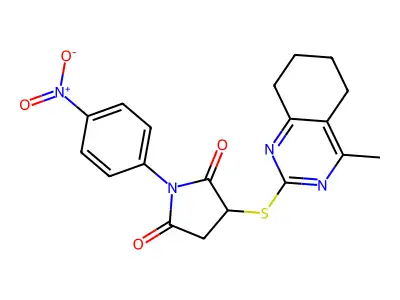 3-[(4-methyl-5,6,7,8-tetrahydroquinazolin-2-yl)sulfanyl]-1-(4-nitrophenyl)pyrrolidine-2,5-dione structure