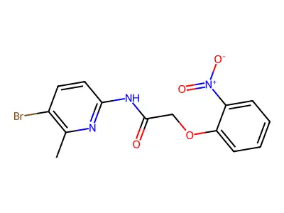 N-(5-bromo-6-methylpyridin-2-yl)-2-(2-nitrophenoxy)acetamide structure