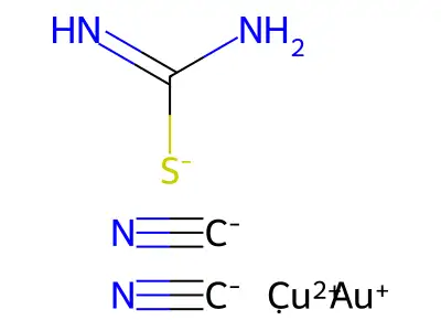 Copper(1+), (thioureato-kappaS)-, bis(cyano-kappaC)aurate(1-) (1:1) structure