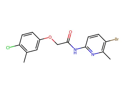 N-(5-bromo-6-methylpyridin-2-yl)-2-(4-chloro-3-methylphenoxy)acetamide structure