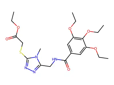 ethyl 2-[(4-methyl-5-{[(3,4,5-triethoxyphenyl)formamido]methyl}-4H-1,2,4-triazol-3-yl)sulfanyl]acetate structure