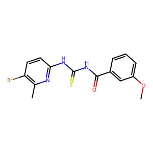 N-[(5-bromo-6-methylpyridin-2-yl)carbamothioyl]-3-methoxybenzamide structure