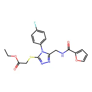 ethyl 2-{[4-(4-fluorophenyl)-5-{[(furan-2-yl)formamido]methyl}-4H-1,2,4-triazol-3-yl]sulfanyl}acetate structure