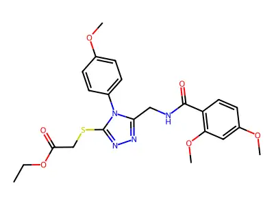 ethyl 2-((5-((2,4-dimethoxybenzamido)methyl)-4-(4-methoxyphenyl)-4H-1,2,4-triazol-3-yl)thio)acetate structure