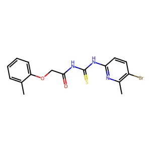 N-[(5-bromo-6-methylpyridin-2-yl)carbamothioyl]-2-(2-methylphenoxy)acetamide structure